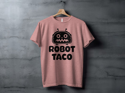 Robot Taco Graphic Design on Pink Background Shirt