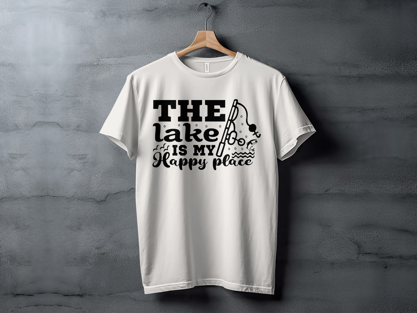 The Lake Is My Happy Place Fishing Illustration T-Shirt T-Shirt - Outdoor & Adventure Collection - Mile Marker 16 Gear by Cloud 16 Clothing Co.