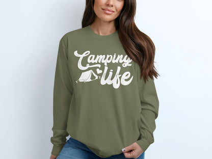 Camping Life Graphic Long Sleeve Shirt for Outdoor Lovers