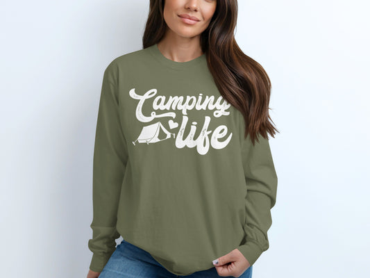 Camping Life Graphic Long Sleeve Shirt for Outdoor Lovers