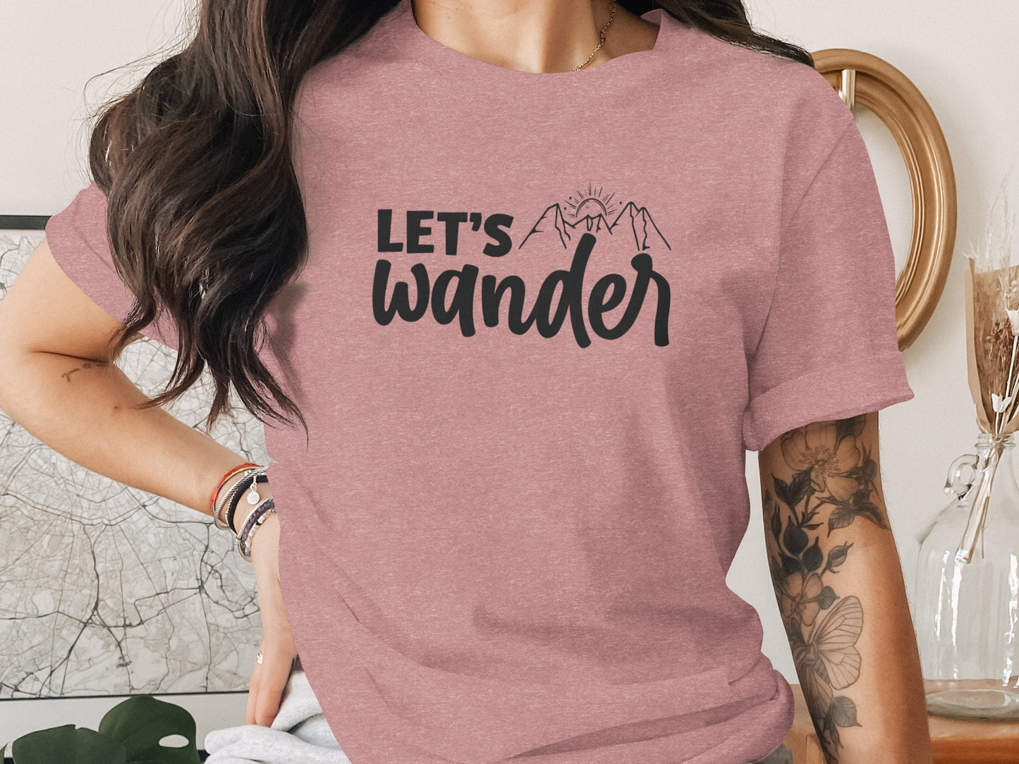 Let's Wander Mountain and Sun Graphic Adventure T-Shirt T-Shirt - Outdoor & Adventure Collection - Mile Marker 16 Gear by Cloud 16 Clothing Co.