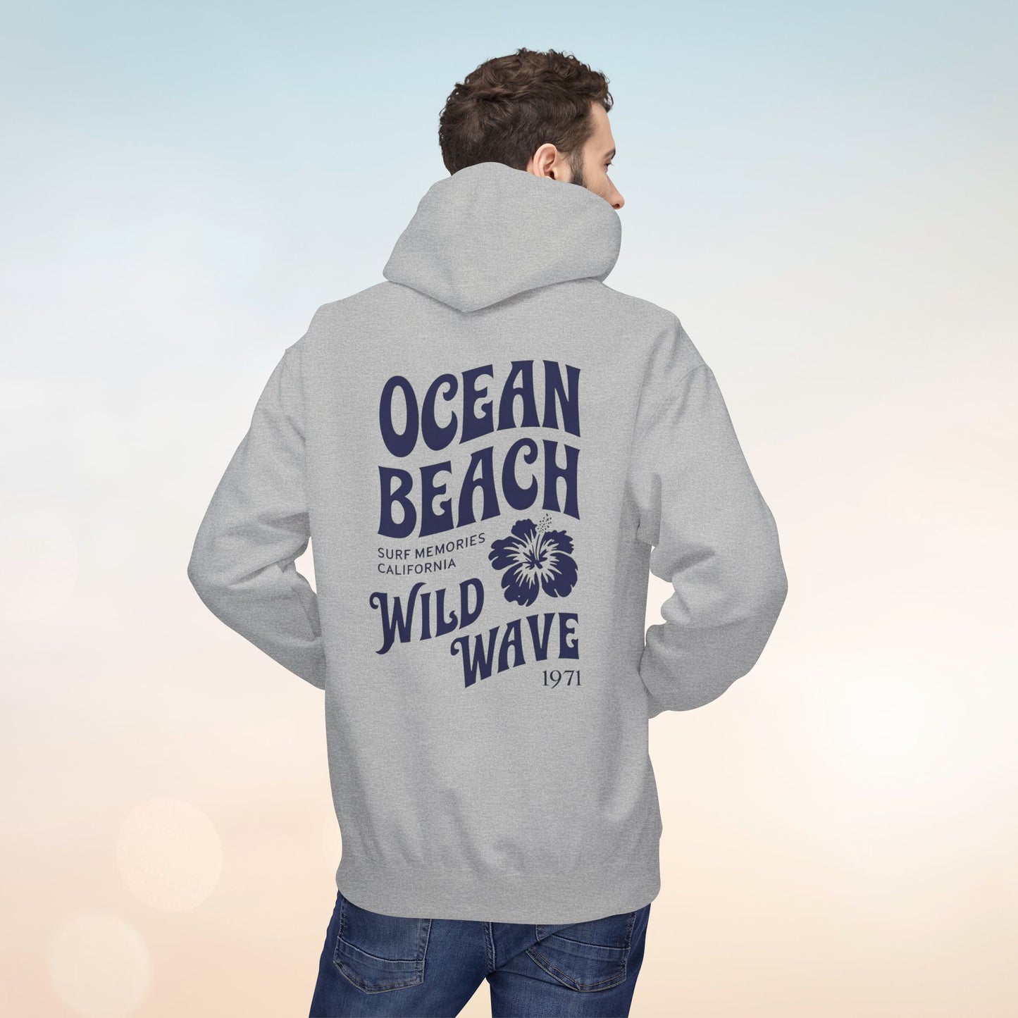 Ocean Beach Floral Hoodie - Surf-Inspired Unisex Fleece for Beach Lovers
