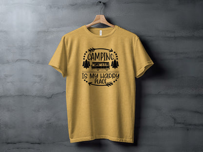 Camping is My Happy Place With Campervan T-Shirt T-Shirt - Outdoor & Adventure Collection - Mile Marker 16 Gear by Cloud 16 Clothing Co.