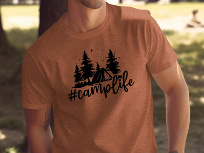Hashtag Camplife Text Design With Camping Tent T-Shirt T-Shirt - Outdoor & Adventure Collection - Mile Marker 16 Gear by Cloud 16 Clothing Co.