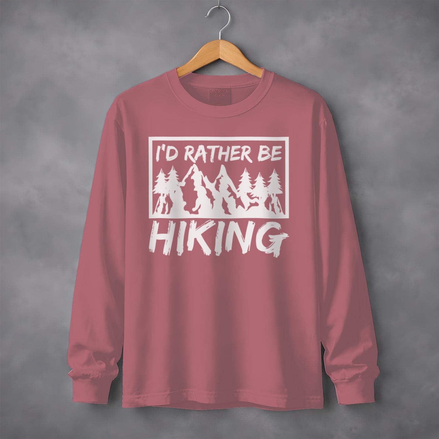 I'd Rather Be Hiking Mountain Graphic Long Sleeve T-Shirt Long Sleeve Tee - Outdoor & Adventure Collection - Mile Marker 16 Gear by Cloud 16 Clothing Co.