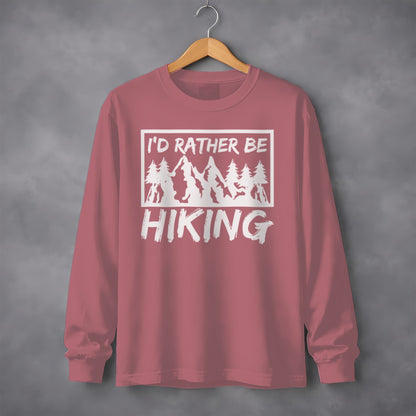 I'd Rather Be Hiking Mountain Graphic Long Sleeve T-Shirt Long Sleeve Tee - Outdoor & Adventure Collection - Mile Marker 16 Gear by Cloud 16 Clothing Co.