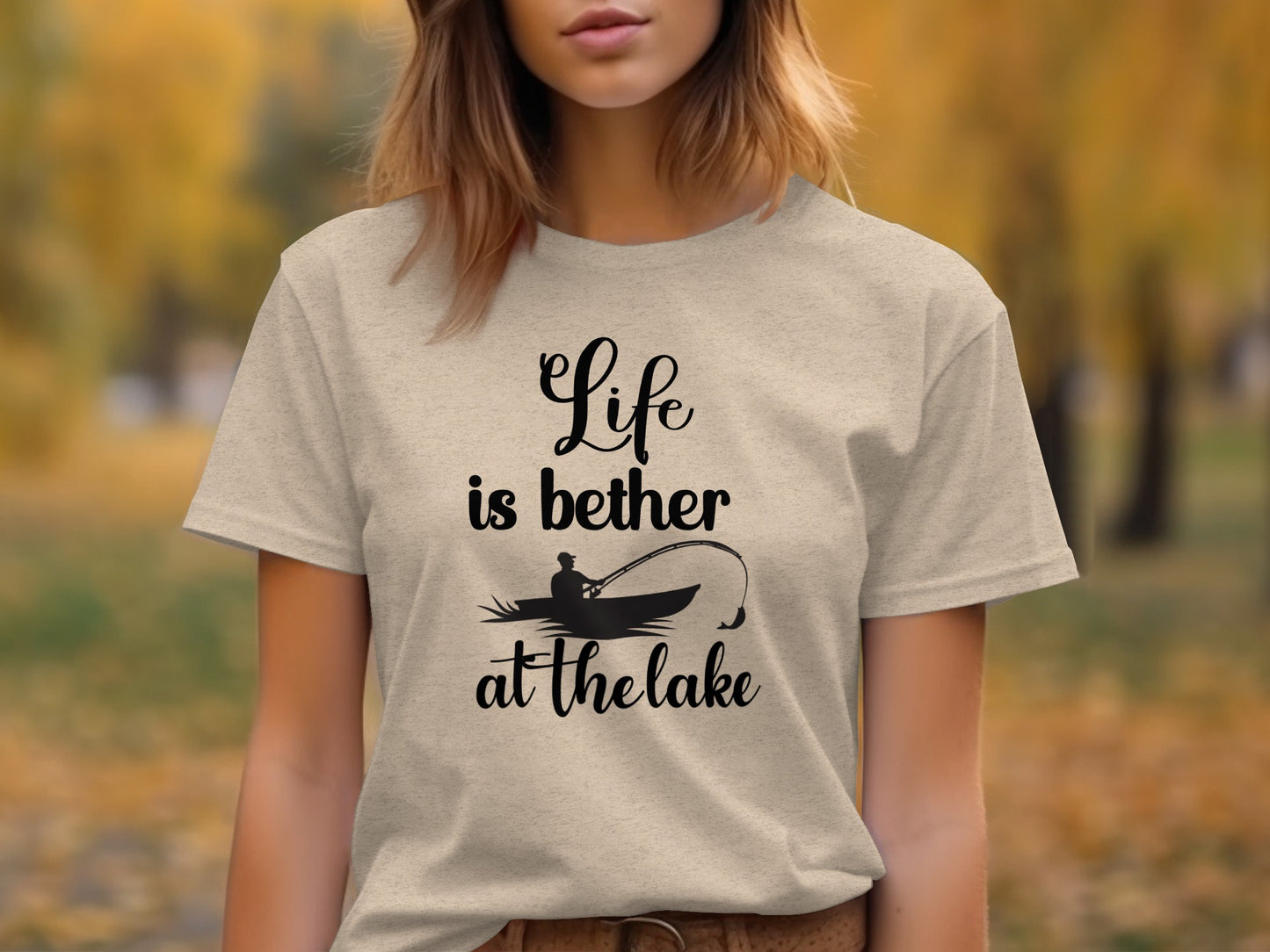 Life is Better At The Lake Fishing Rod Design T-Shirt T-Shirt - Outdoor & Adventure Collection - Mile Marker 16 Gear by Cloud 16 Clothing Co.