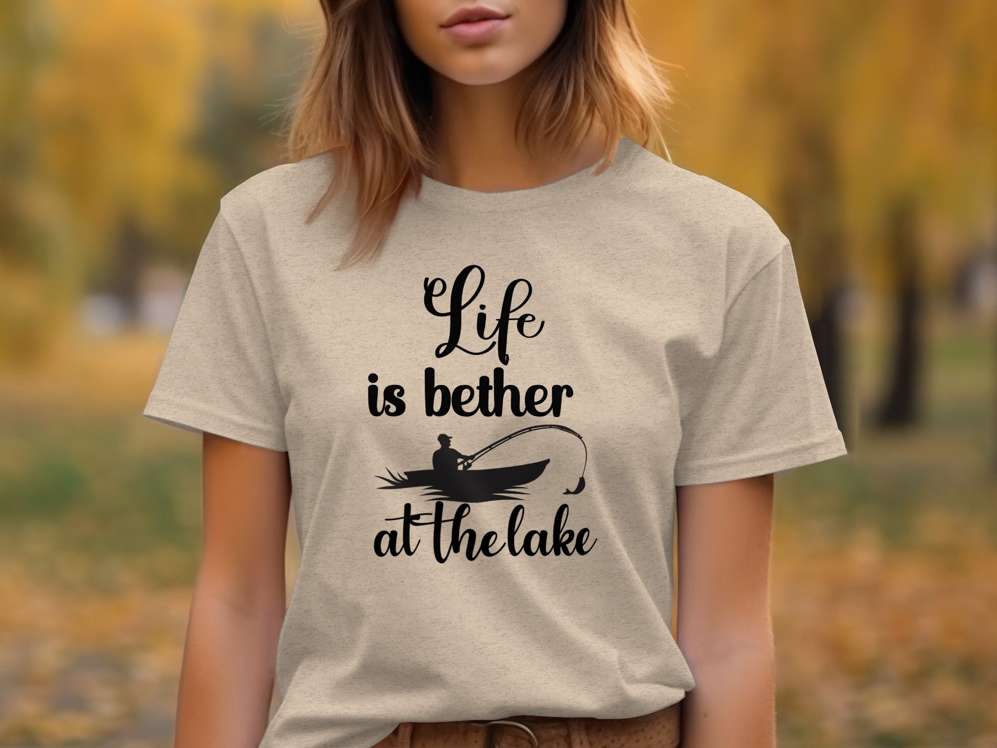 Life is Better At The Lake Fishing Rod Design T-Shirt T-Shirt - Outdoor & Adventure Collection - Mile Marker 16 Gear by Cloud 16 Clothing Co.