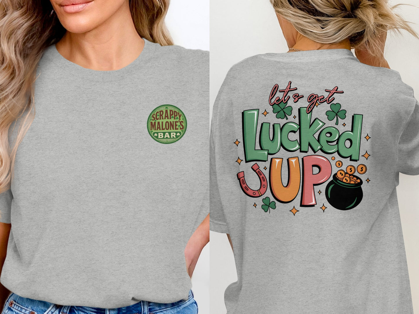 Scrappy Malone's Bar Art, Irish Bar Sign, Shamrock Clover Design, Irish Pub Decor T-Shirt - Scrappy Malone's Bar 100-Proof Humor - Cloud 16 Clothing Co.