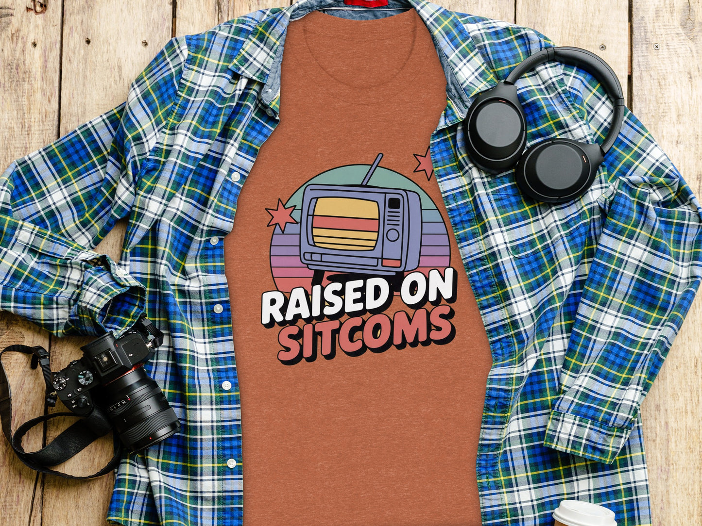 Retro Raised On Sitcoms Graphic Shirt for TV Lovers