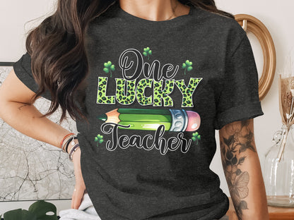 One Lucky Teacher Graphic Tee for School Pride
