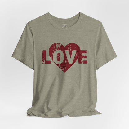 Love T-Shirt - Vintage Distressed Heart Graphic Tee - Romantic Couples Shirt