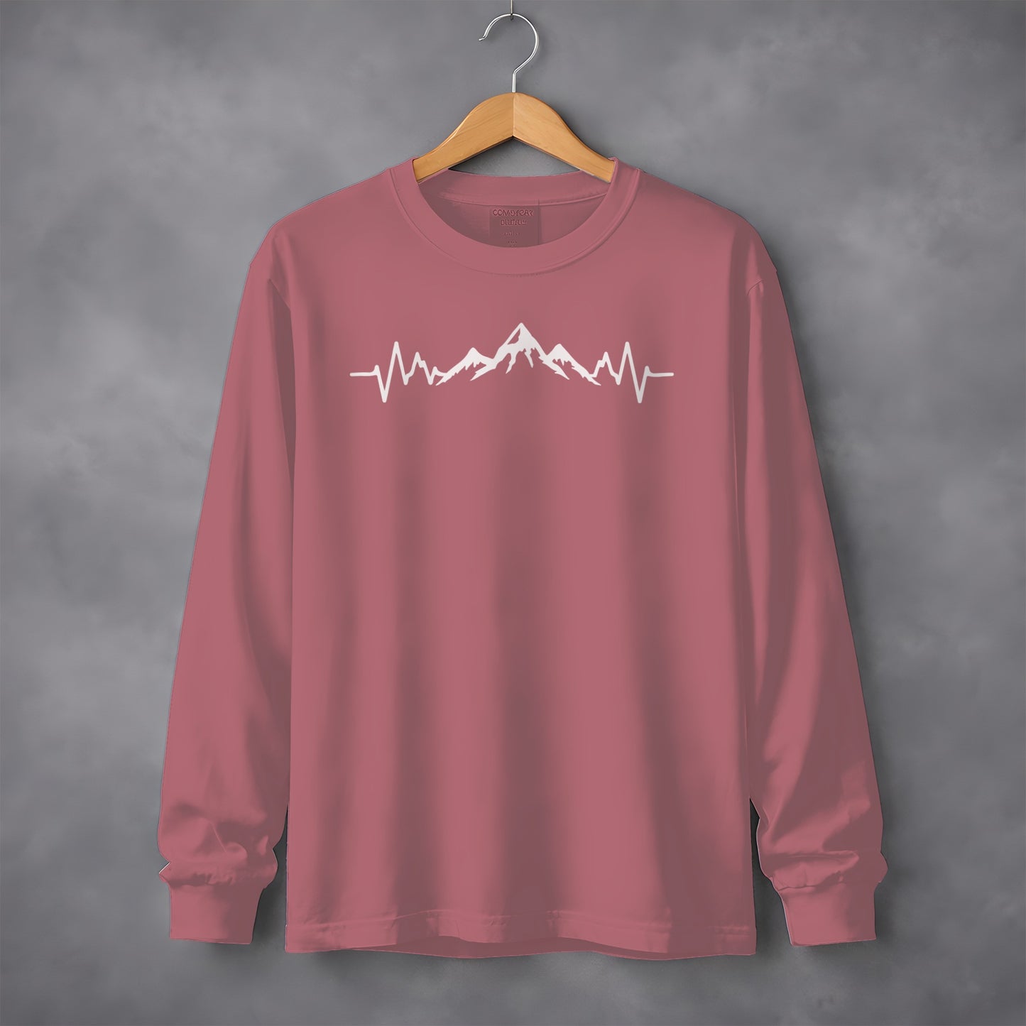 Mountain Heartbeat Design Long Sleeve Shirt