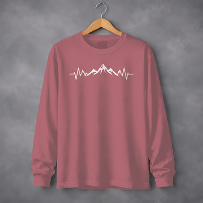 Mountain Heartbeat Design Long Sleeve Shirt