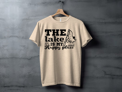 The Lake Is My Happy Place Fishing Illustration T-Shirt T-Shirt - Outdoor & Adventure Collection - Mile Marker 16 Gear by Cloud 16 Clothing Co.