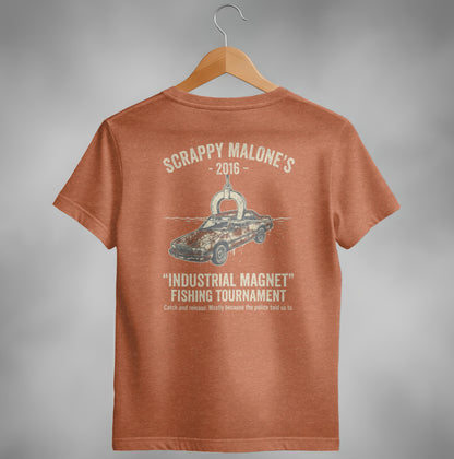 Scrappy Malone's 2016 Industrial Magnet Fishing Tournament t-shirt.