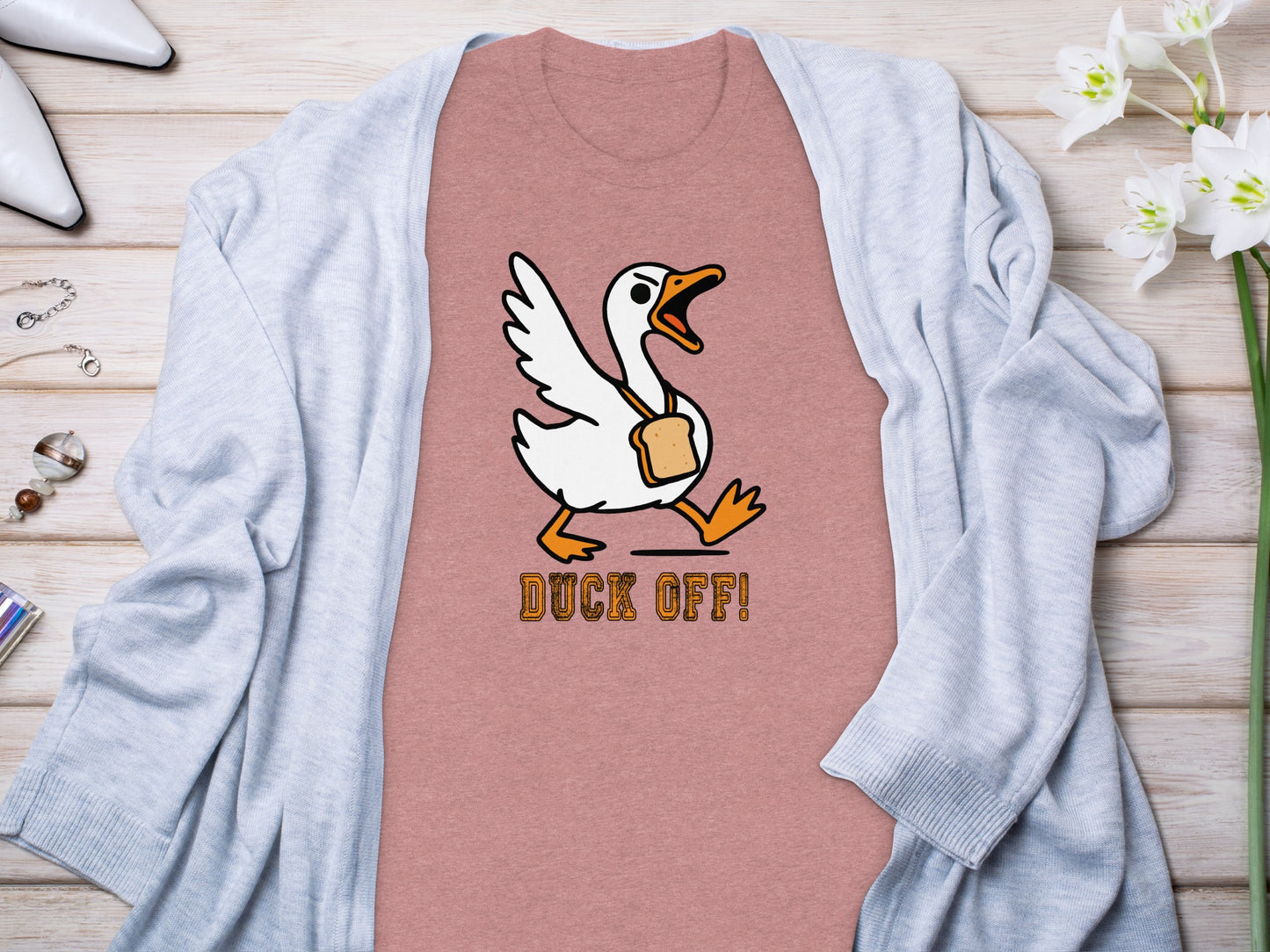 Duck Off Cute White Duck Graphic Tee Shirt