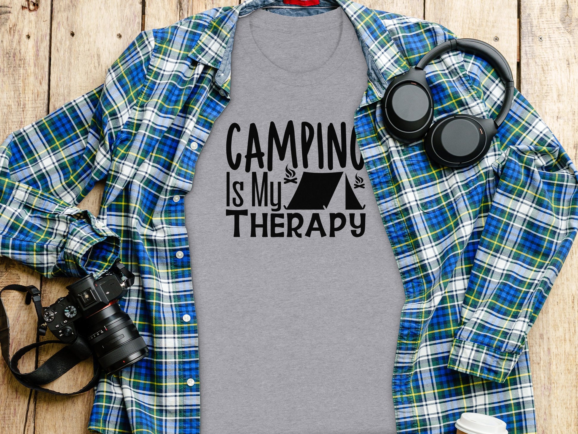 Camping Is My Therapy Tent Campfire Graphic T-Shirt T-Shirt - Outdoor & Adventure Collection - Mile Marker 16 Gear by Cloud 16 Clothing Co.