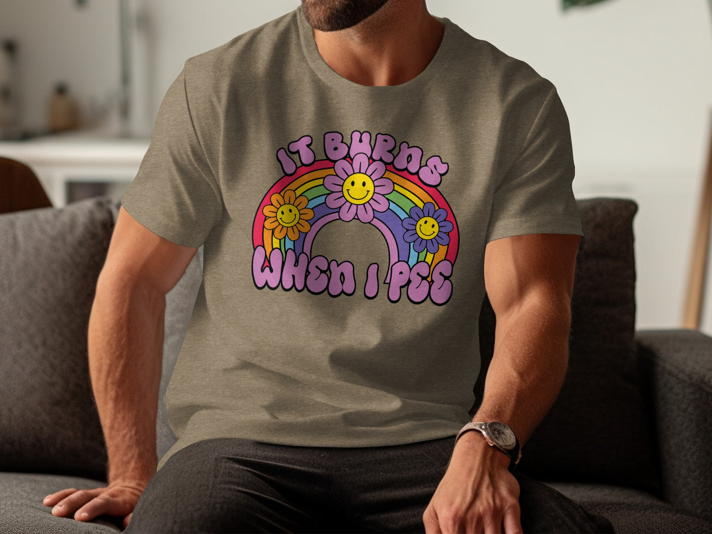 Funny It Burns When I Pee Printed T-Shirt for Men
