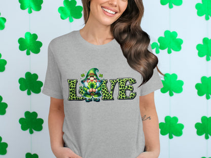 St. Patrick's Day Love Gnome Shamrock Graphic Tee