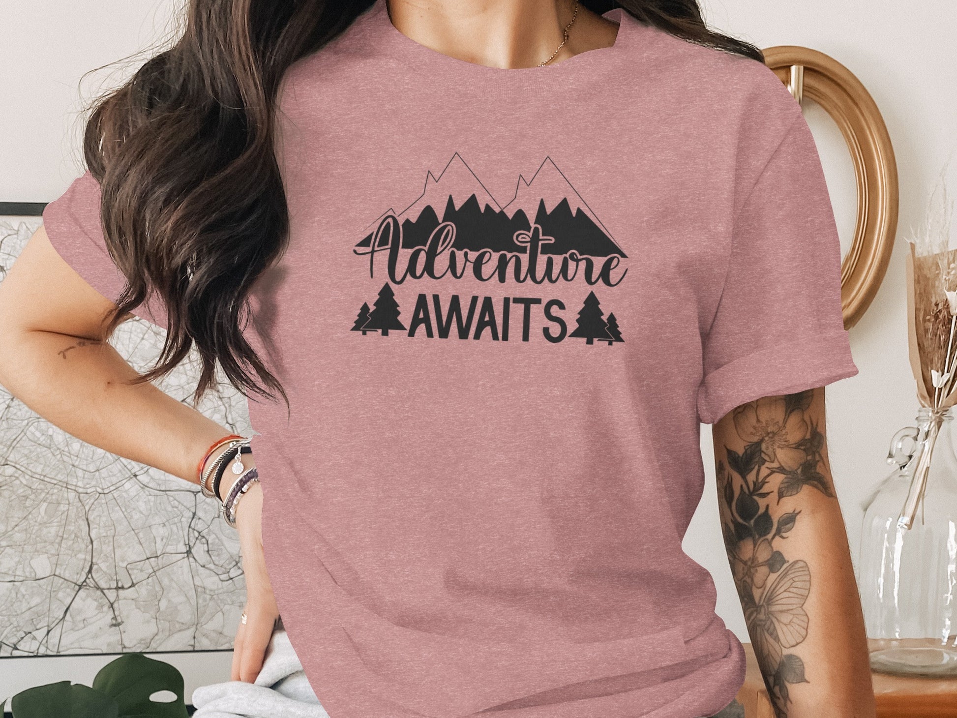 Adventure Awaits Mountains Nature Lover Graphic T-Shirt T-Shirt - Outdoor & Adventure Collection - Mile Marker 16 Gear by Cloud 16 Clothing Co.