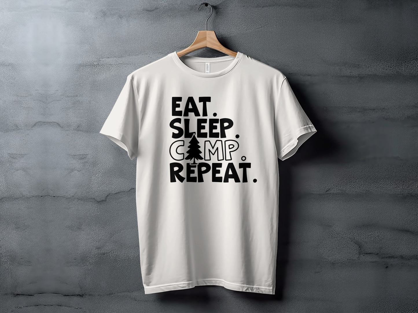Eat Sleep Camp Repeat With Pine Tree Graphic T-Shirt T-Shirt - Outdoor & Adventure Collection - Mile Marker 16 Gear by Cloud 16 Clothing Co.