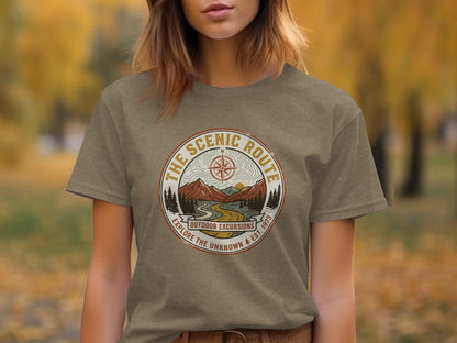 Heritage Scenic Route Vintage Explorer Tee Nomad Tee: T-shirt graphic with "The Scenic Route" and compass design.
