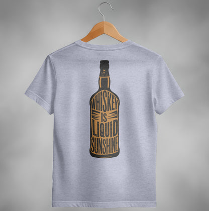 Whiskey Is Liquid Sunshine Bottle Design Graphic T-Shirt T-shirt - Scrappy Malone's Bar 100-Proof Humor - Cloud 16 Clothing Co.