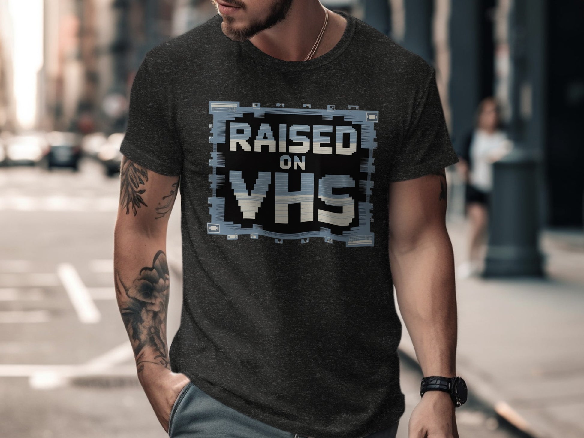 Raised on VHS Retro Style Graphic T-Shirt