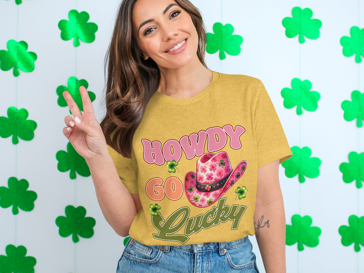 Howdy Go Lucky Cowboy Hat Clover T-Shirt product