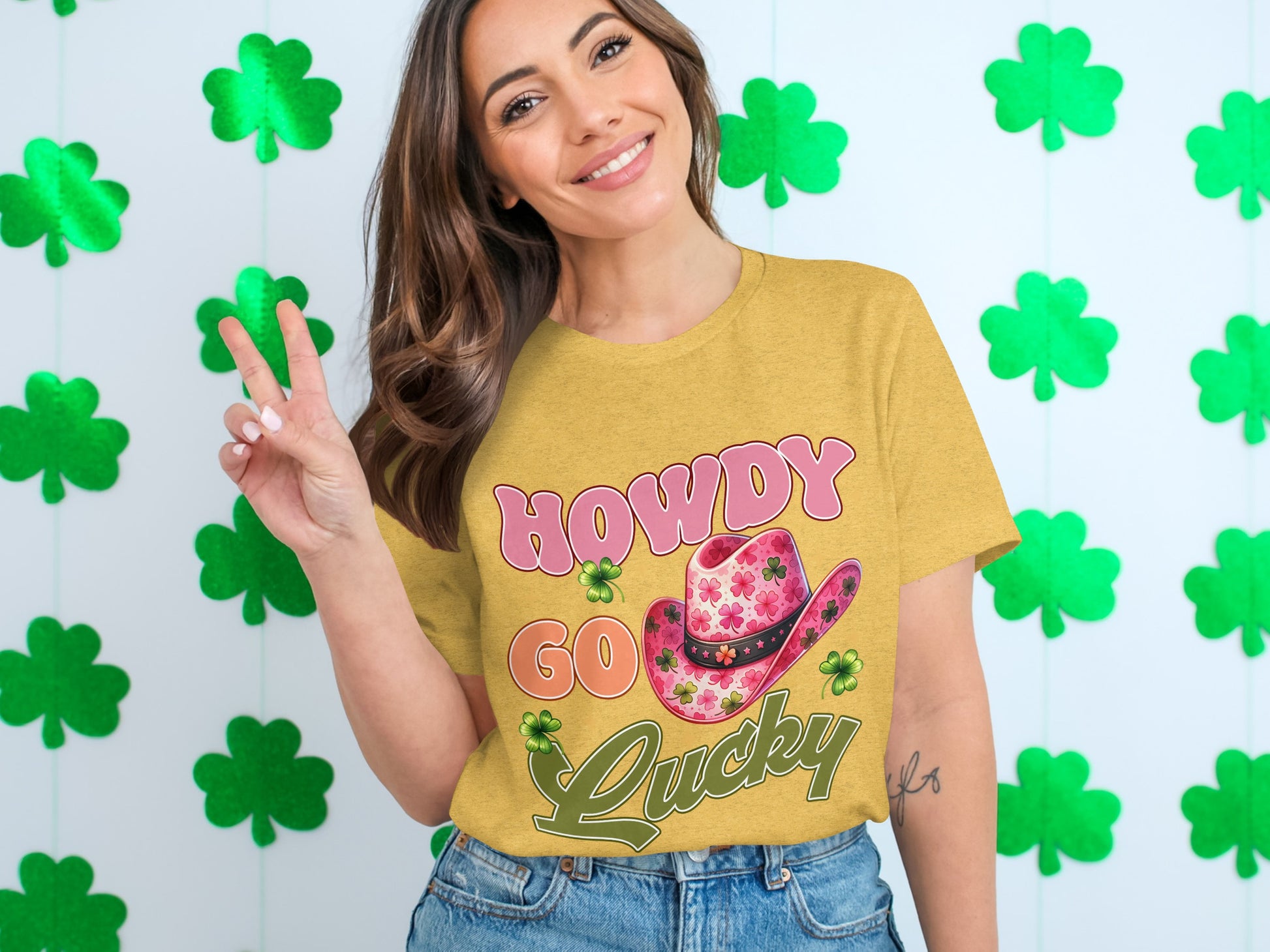 Howdy Go Lucky Cowboy Hat Clover T-Shirt product