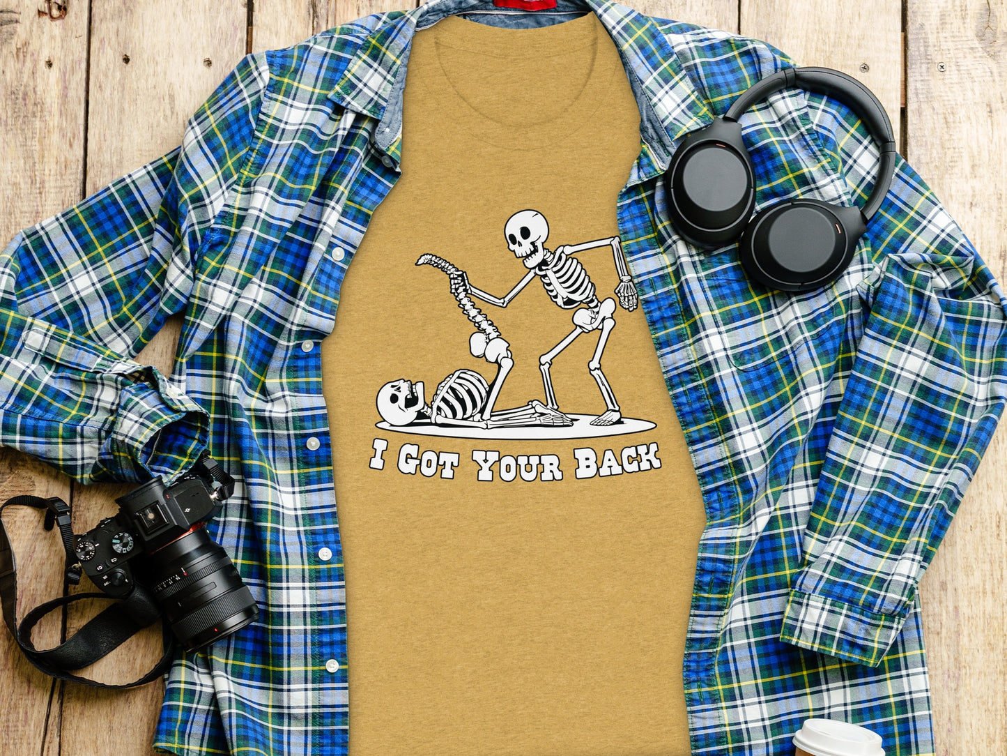 I Got Your Back Skeleton Graphic Tee Shirt