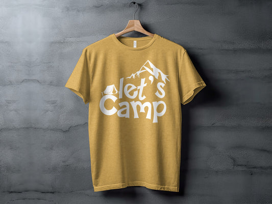 Lets Camp Tent With Mountain T-Shirt T-Shirt - Outdoor & Adventure Collection - Mile Marker 16 Gear by Cloud 16 Clothing Co.