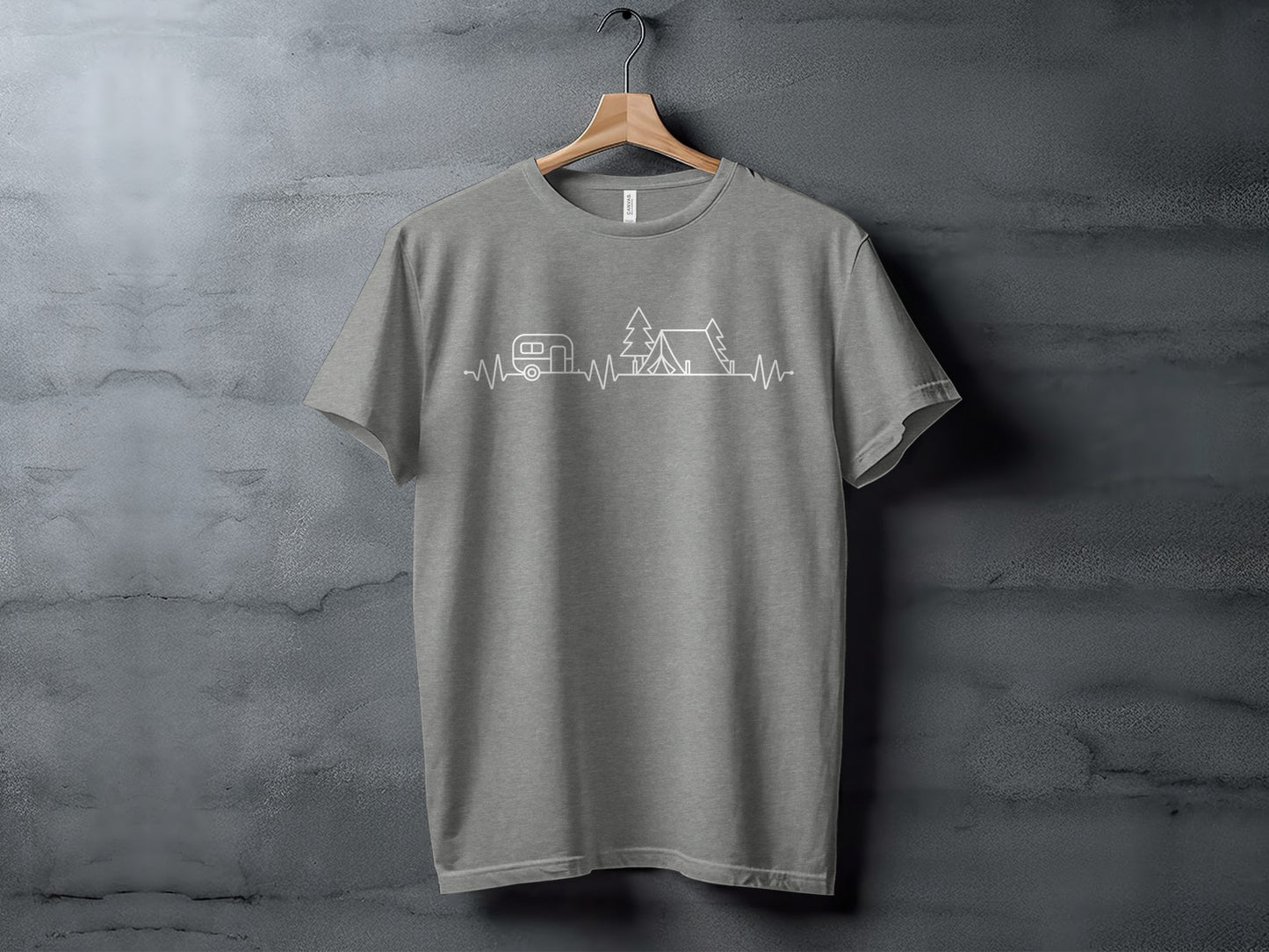 Camping Heartbeat Graphic Summer Outdoor Adventure T-Shirt T-Shirt - Outdoor & Adventure Collection - Mile Marker 16 Gear by Cloud 16 Clothing Co.