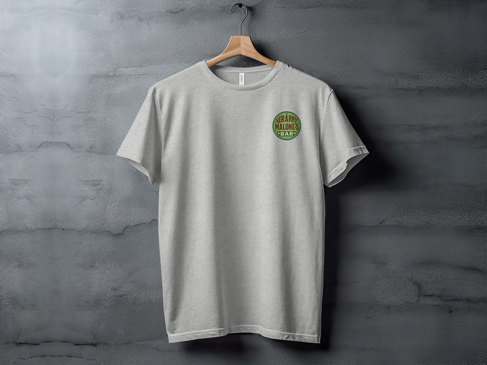 Scrappy Malone's Bar, Shamrock Pub Sign, Irish Bar, St Patricks Day Decor, Green Circle, Irish Pub Signage T-Shirt - Scrappy Malone's Bar 100-Proof Humor - Cloud 16 Clothing Co.