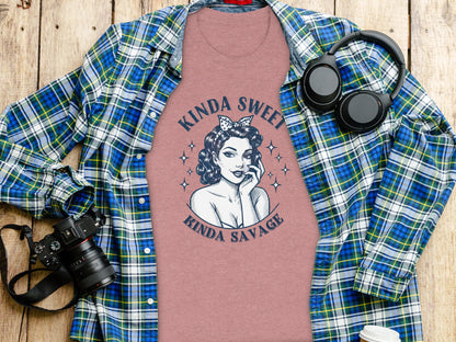 Kinda Sweet Kinda Savage Graphic Tee Shirt Design