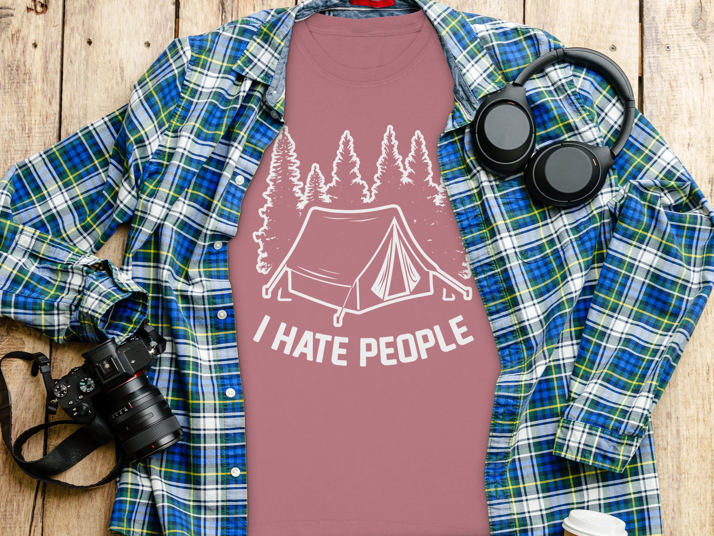 I Hate People Funny Camping Graphic Tee-Shirt