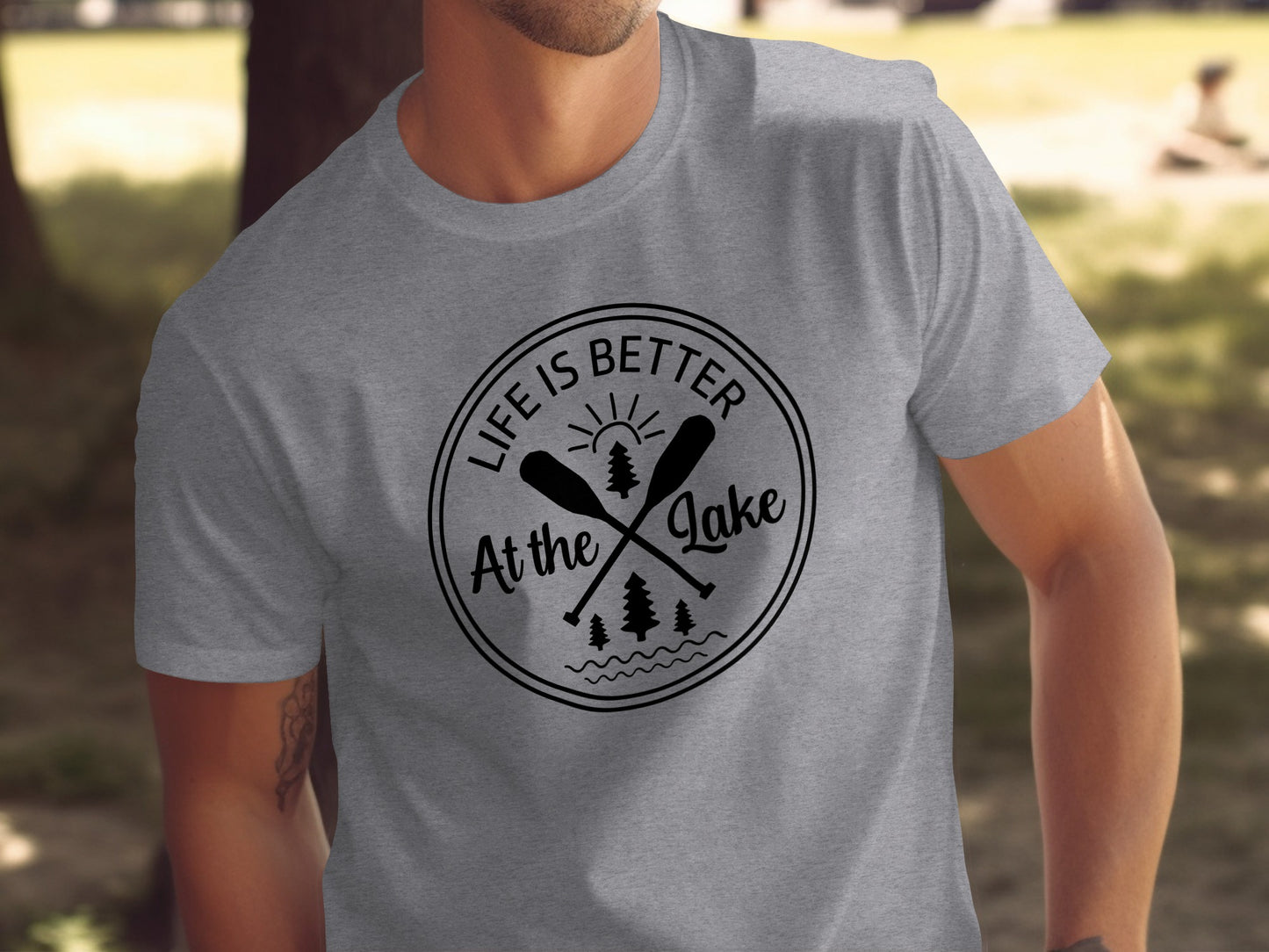 Life Is Better At The Lake Paddle Sun Trees T-Shirt T-Shirt - Outdoor & Adventure Collection - Mile Marker 16 Gear by Cloud 16 Clothing Co.