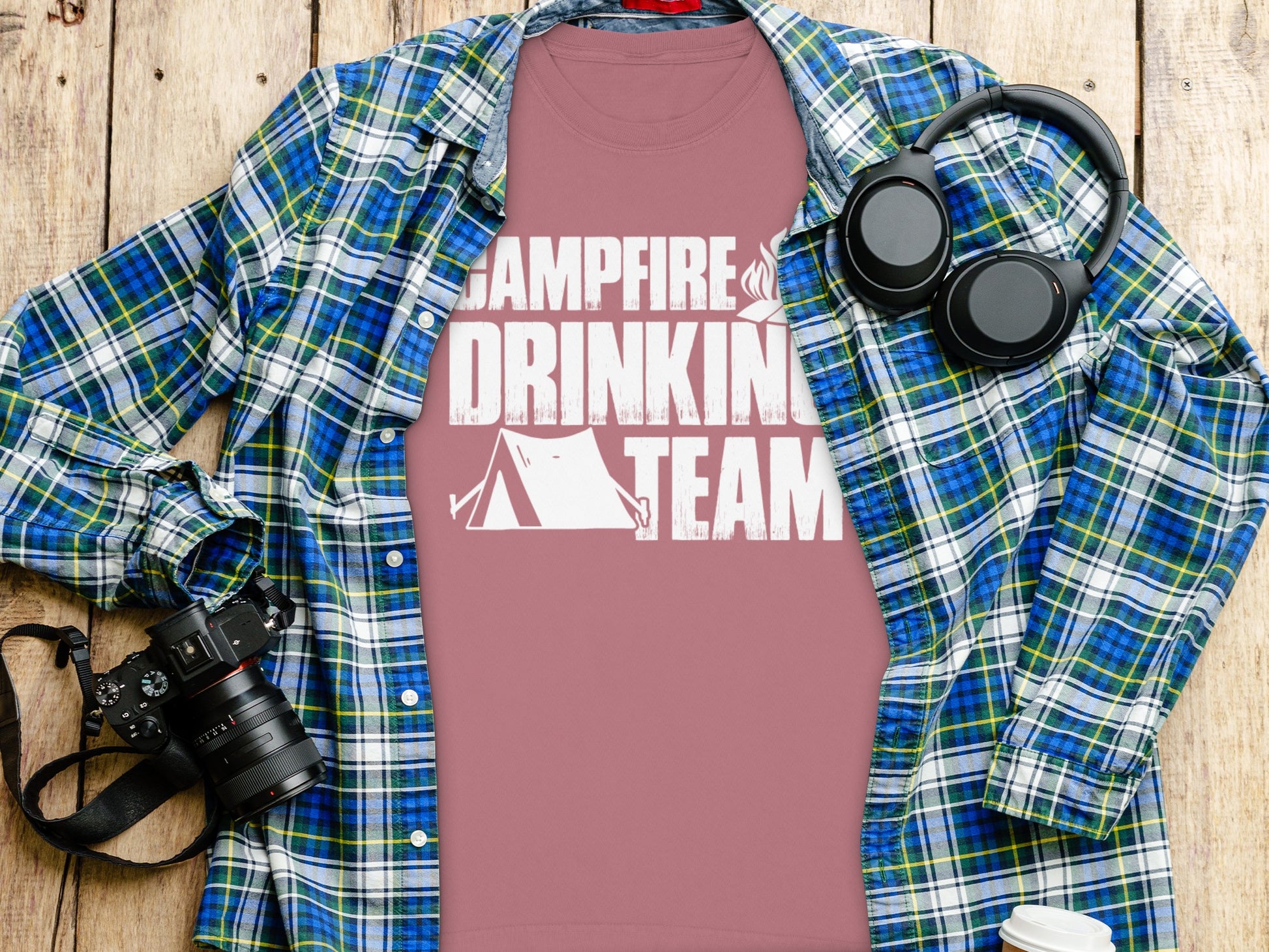 Campfire Drinking Team Graphic T-Shirt for Camping Lovers