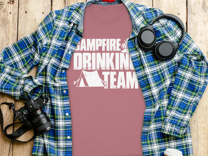 Campfire Drinking Team Graphic T-Shirt for Camping Lovers