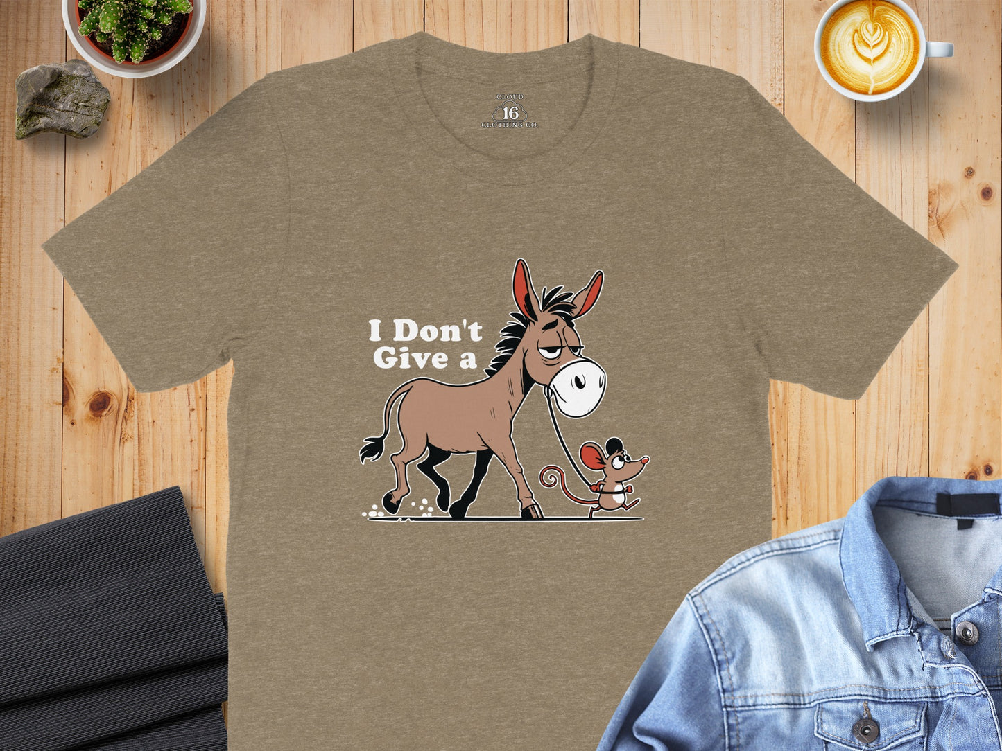 I Don't Give A Funny Donkey and Mouse Graphic T-Shirt