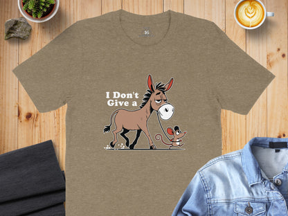 I Don't Give A Funny Donkey and Mouse Graphic T-Shirt