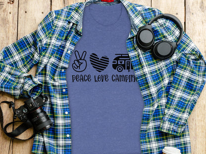 Peace Love Camping Symbol Design Graphic Novelty T-Shirt T-Shirt - Outdoor & Adventure Collection - Mile Marker 16 Gear by Cloud 16 Clothing Co.