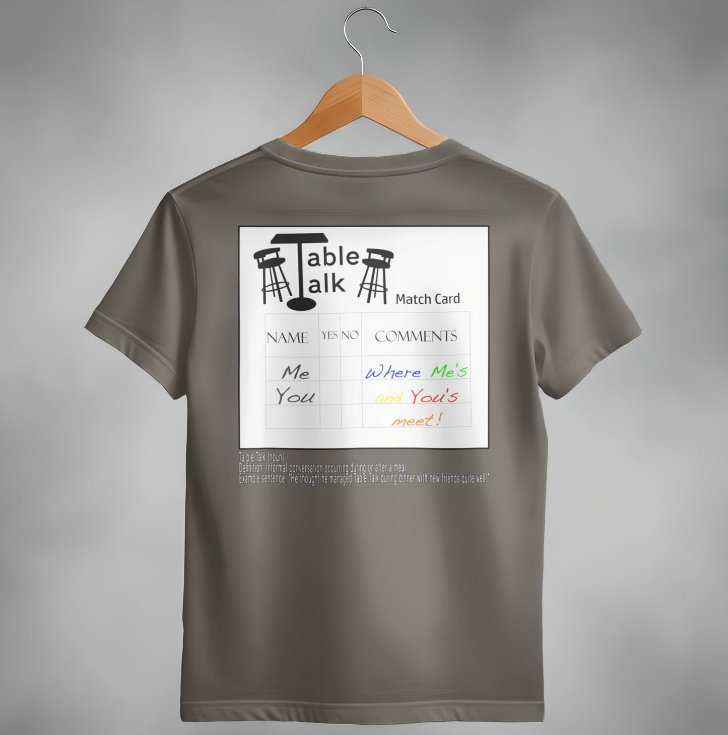 Table Talk Match Card Design Short-Sleeve T-shirt