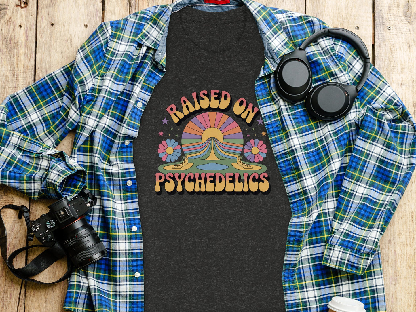 Raised On Psychedelics Graphic T-Shirt Retro Design