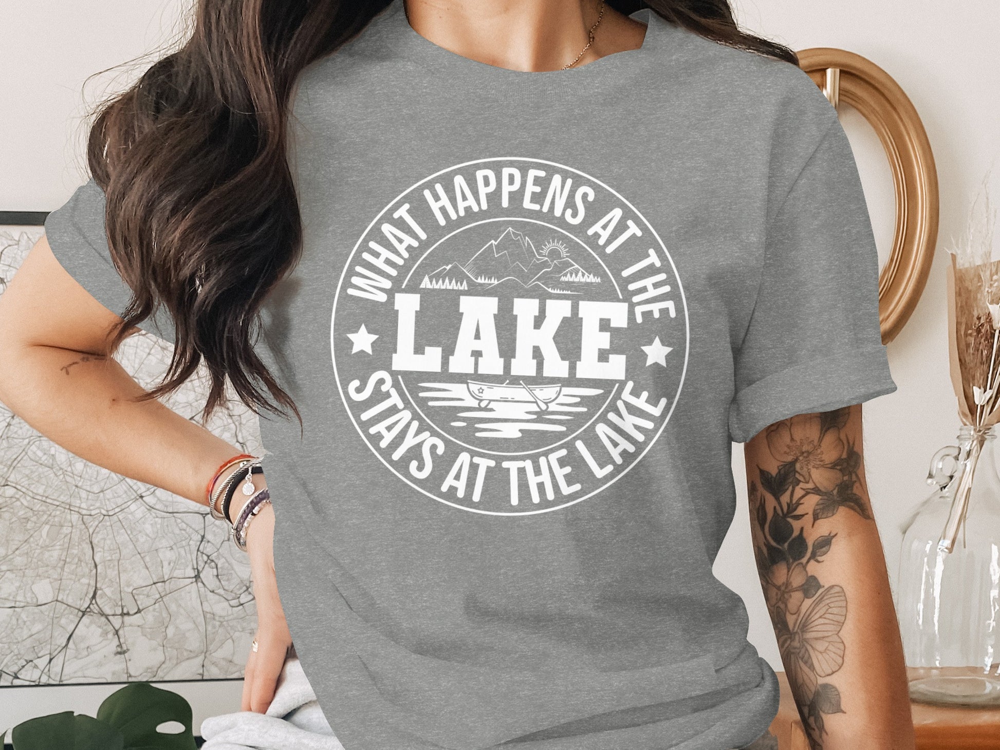 What Happens At The Lake Stays At The Lake Graphic T-Shirt T-Shirt - Outdoor & Adventure Collection - Mile Marker 16 Gear by Cloud 16 Clothing Co.