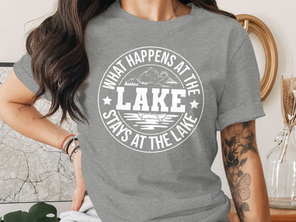 What Happens At The Lake Stays At The Lake Graphic T-Shirt T-Shirt - Outdoor & Adventure Collection - Mile Marker 16 Gear by Cloud 16 Clothing Co.