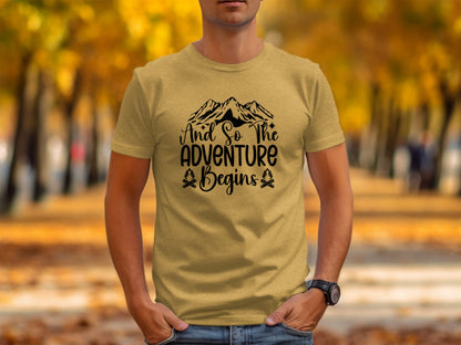 And So the Adventure Begins Graphic Novelty T-Shirt T-Shirt - Outdoor & Adventure Collection - Mile Marker 16 Gear by Cloud 16 Clothing Co.