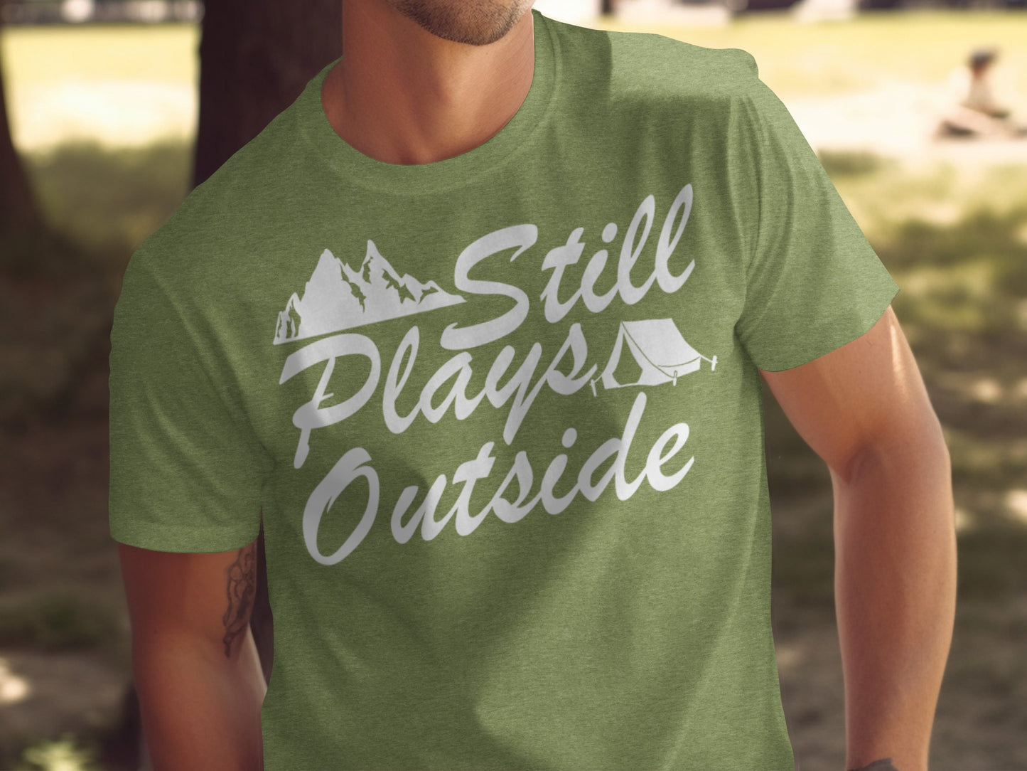Still Plays Outside With Mountain Tent Graphic T-Shirt T-Shirt - Outdoor & Adventure Collection - Mile Marker 16 Gear by Cloud 16 Clothing Co.