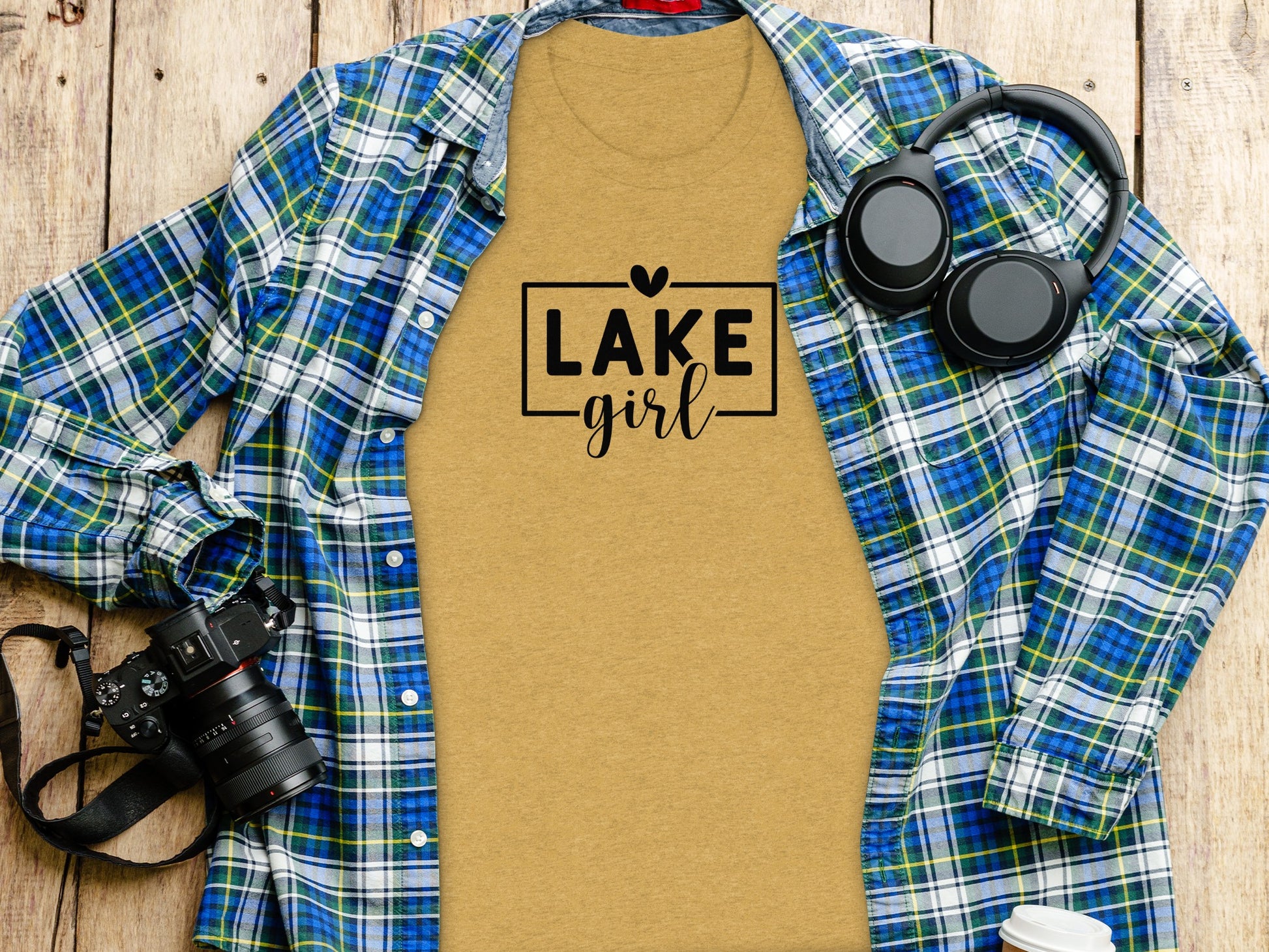 Lake Girl Simple Vector Design Heart Above Graphic T-Shirt T-Shirt - Outdoor & Adventure Collection - Mile Marker 16 Gear by Cloud 16 Clothing Co.